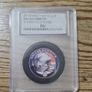 Dallas Cowboys 24K Gold Plated BU JFK Half Dollar (2001)
